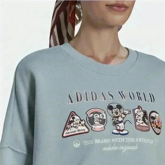 adidas Sweaters - NWT ADIDAS LOOSE DISNEY astronauts outer space SWEATSHIRT in dusty blue